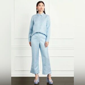 Hill House snowflake brocade jacquard James shirt Winston pants 2 piece set